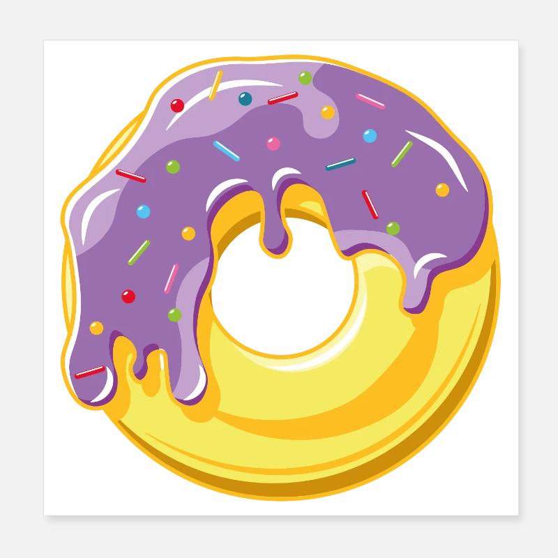Donut avec glaçage violet et vermicelles colorées Poster 20 x 20 cm