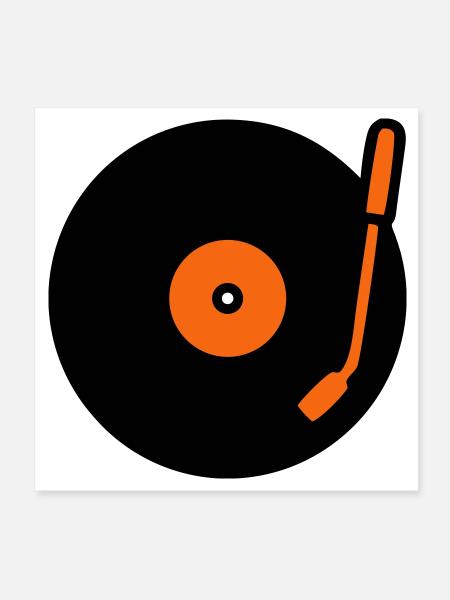 Retro Audio Vinyl Record Tonearm - Poster 8" x 8" (20x20 cm) - white - Front