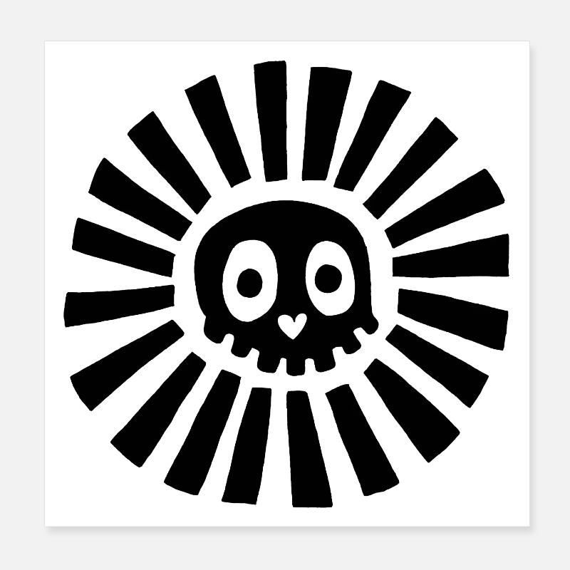 Black Sunny Skull Poster 8" x 8" (20x20 cm)