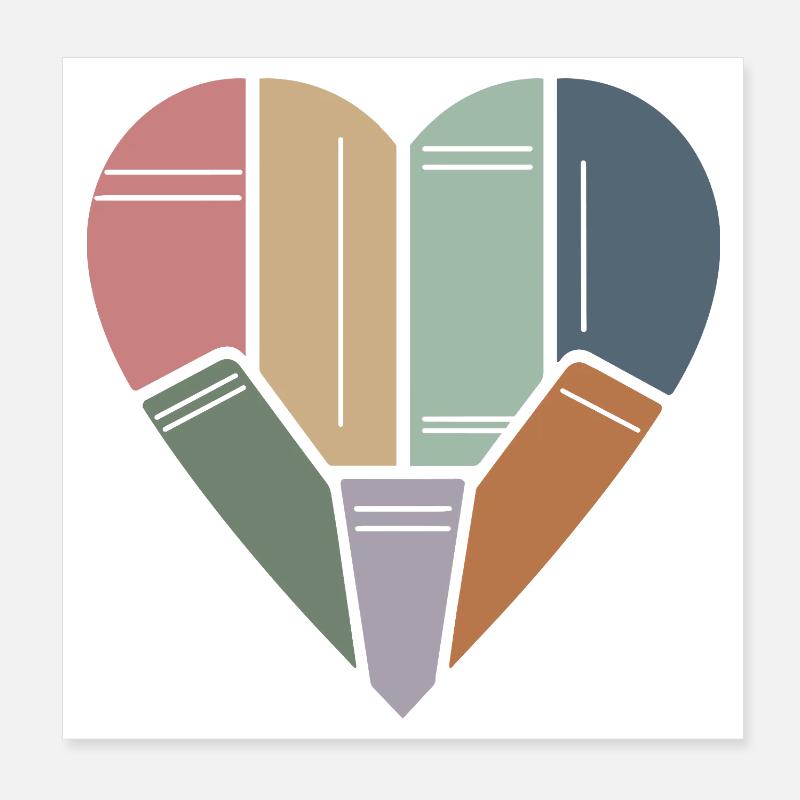 Buchfreundin Bücher im Herzen - Poster 20x20 cm - Weiß