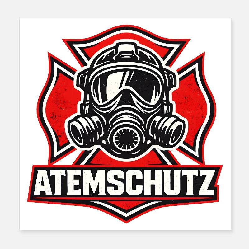 Atemschutz Feuerwehrheld Poster 20x20 cm