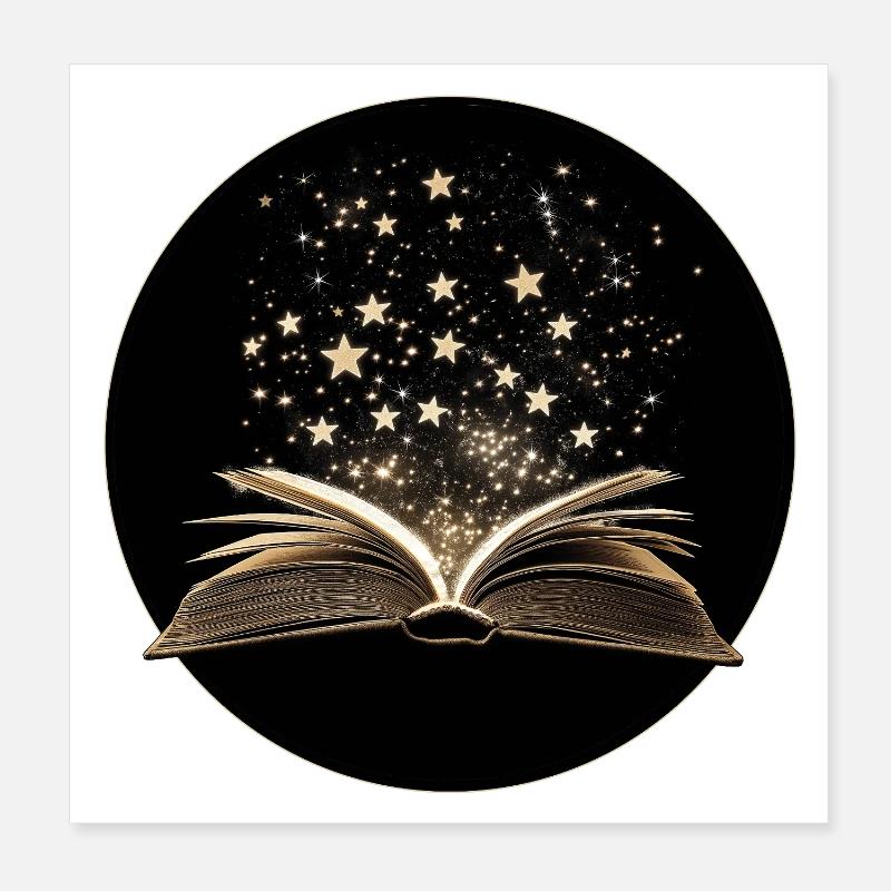 Buch mit Sternen Poster 20x20 cm