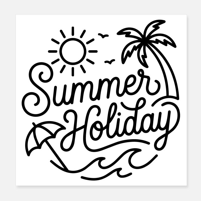Sommerferien Poster 20x20 cm
