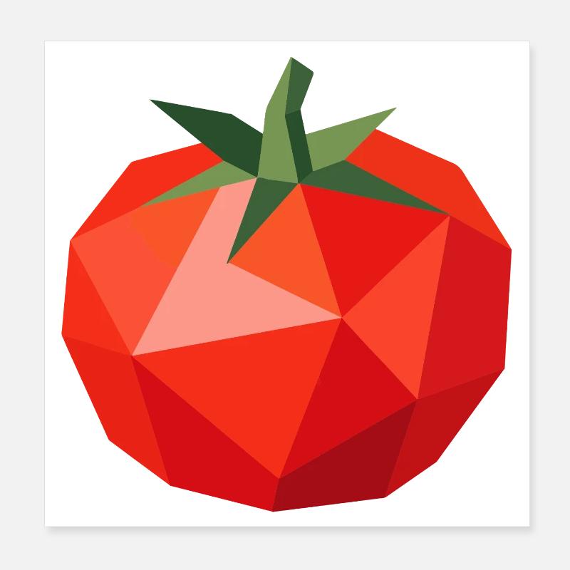 Geometric Tomato – Modern Vegetable Motif Poster 8" x 8" (20x20 cm)