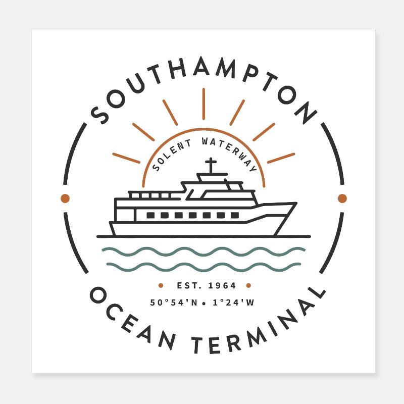 Southampton Ocean Terminal Maritime Abzeichen Poster 20x20 cm