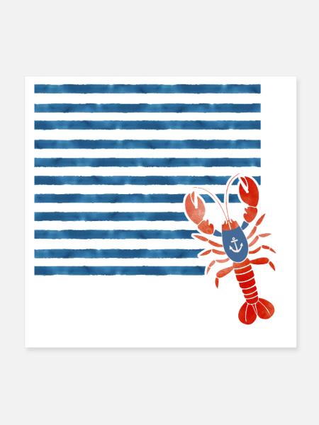 Hummer – Maritimes Retro Design - Poster 20x20 cm - Weiß - Vorne