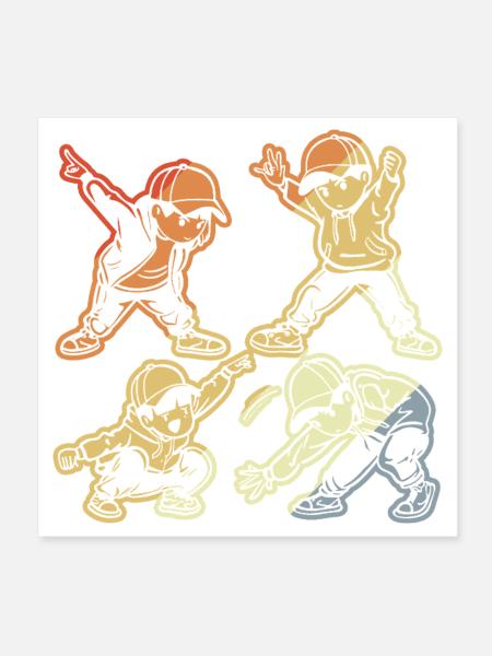 Cartoon B-Boy - Poster 20x20 cm - Weiß - Vorne