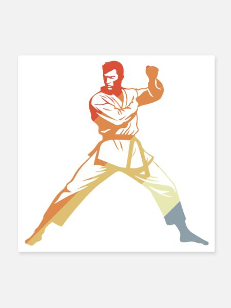 Karate Vintage Look - Poster 20x20 cm - Weiß - Vorne