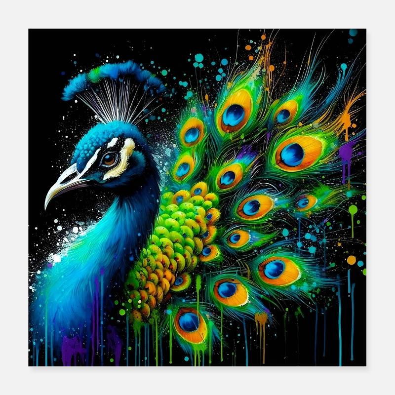 peacock Poster 16" x 16" (40x40 cm)