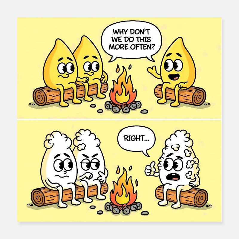 Popcorn Gag – Campfire Fun Gone Wrong Poster 16" x 16" (40x40 cm)