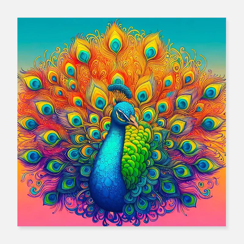 peacock Poster 16" x 16" (40x40 cm)