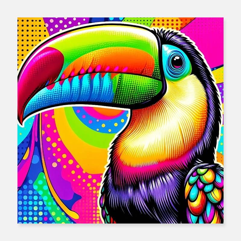 Toucan Pop Art Poster 40 x 40 cm