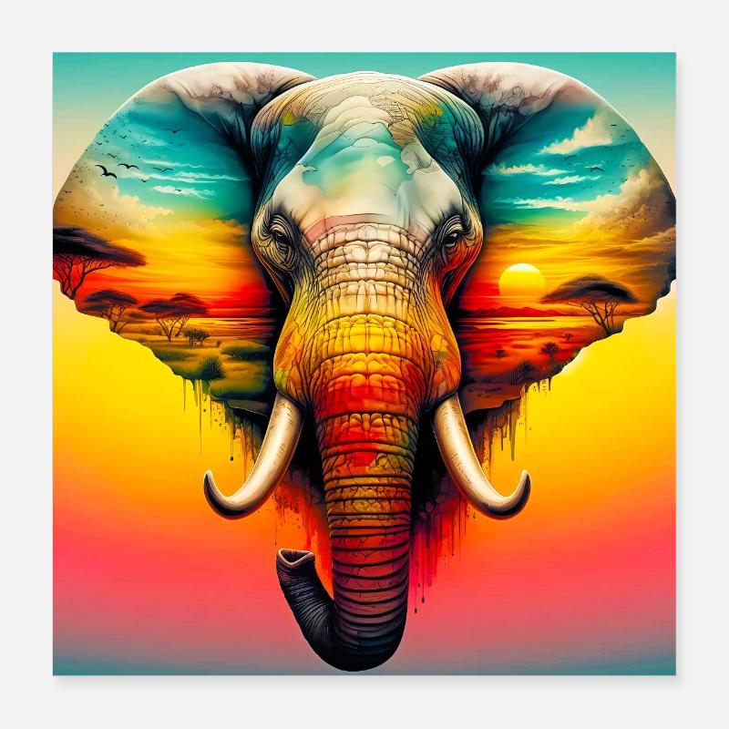 elephant Poster 16" x 16" (40x40 cm)