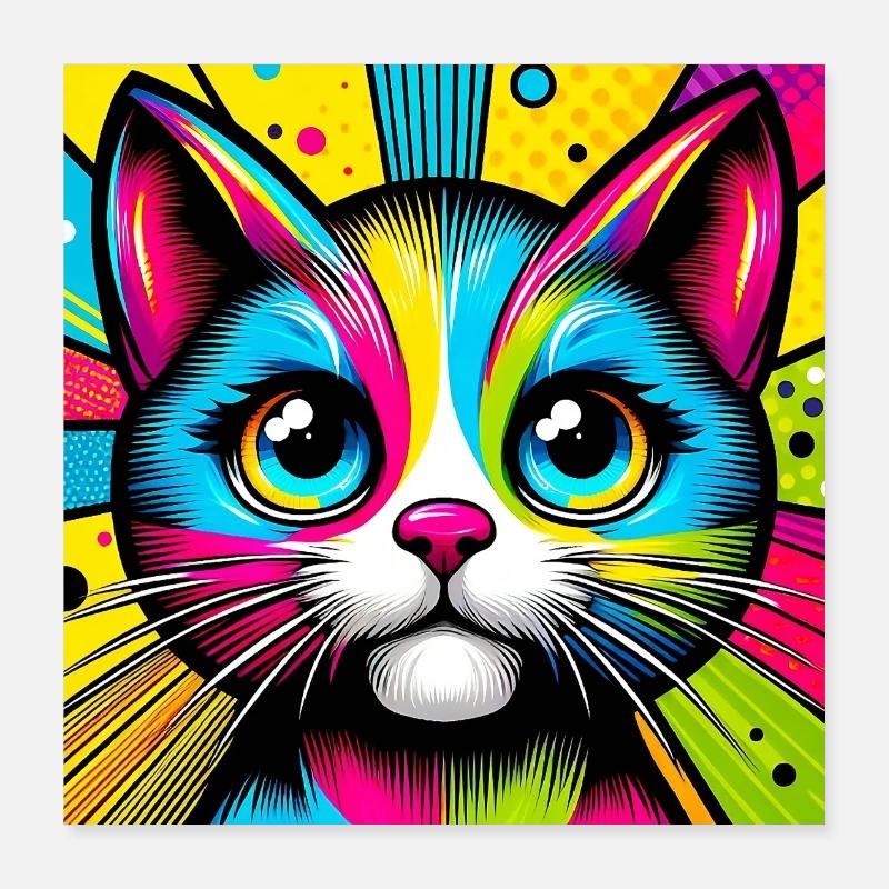 Chat Pop Art Poster 40 x 40 cm