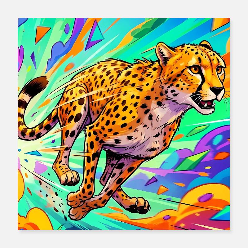 Gepard - Poster 40x40 cm - Weiß