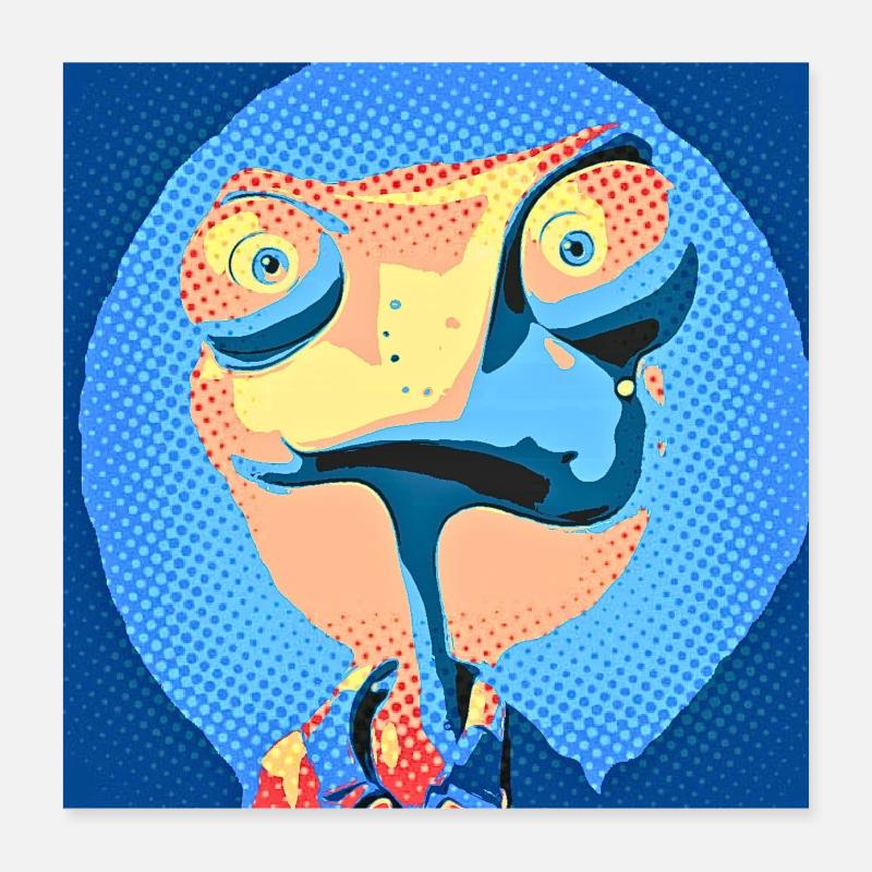 Pop Art Chamäleon in Neonfarben Poster 40x40 cm