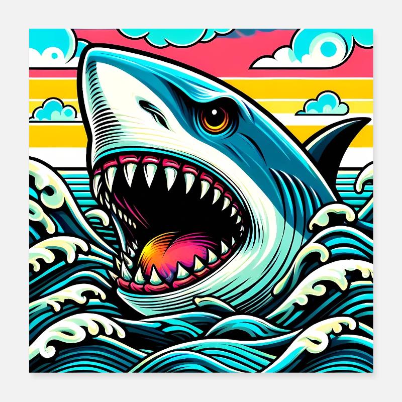 Shark Poster 16" x 16" (40x40 cm)
