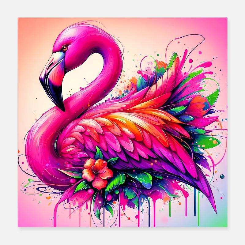 Flamant Poster 40 x 40 cm