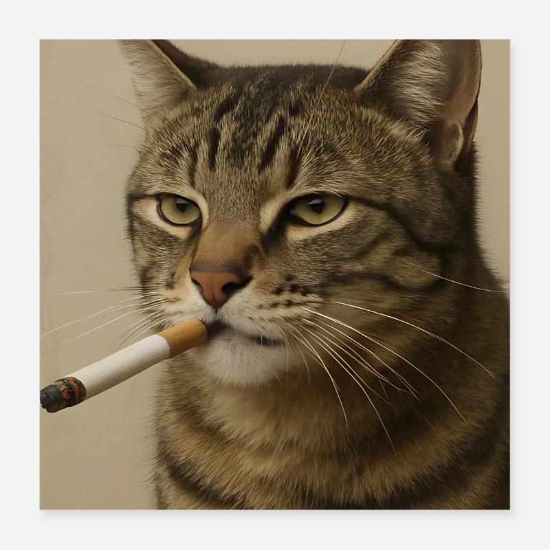 Fumer Chat Génération Z Mème Chat Fumer Poster 40 x 40 cm