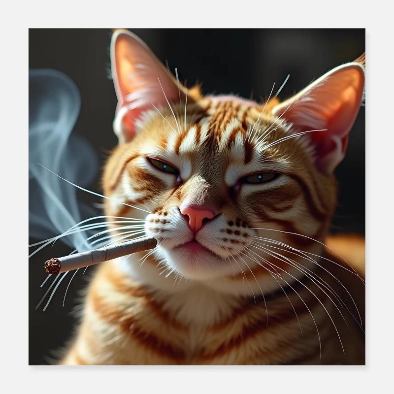 Fumer Chat Génération Z Mème Chat Fumer Poster 40 x 40 cm