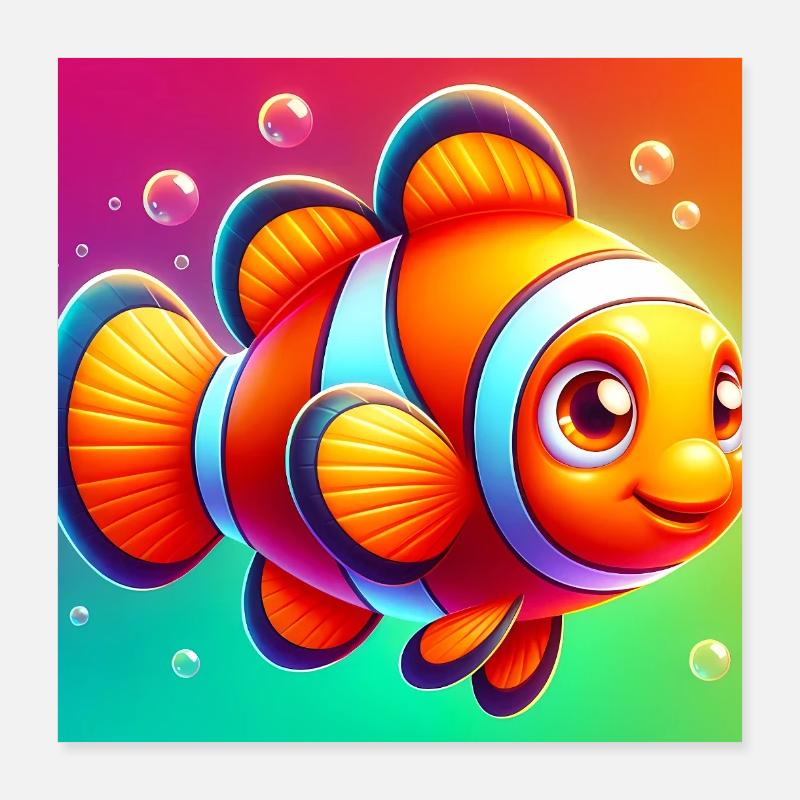 Poisson-clown Poster 40 x 40 cm