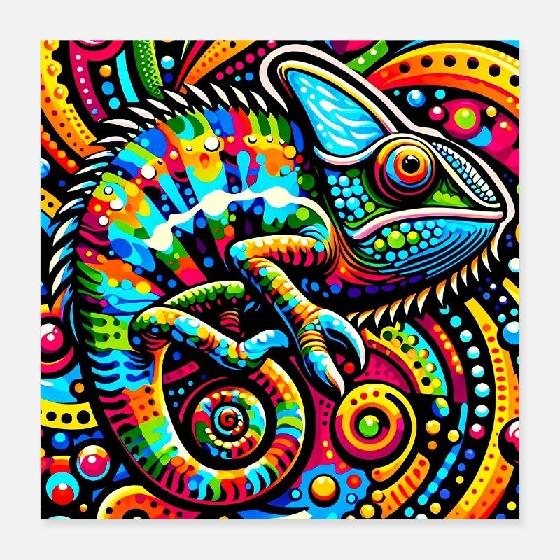 Caméléon Pop Art Poster 40 x 40 cm