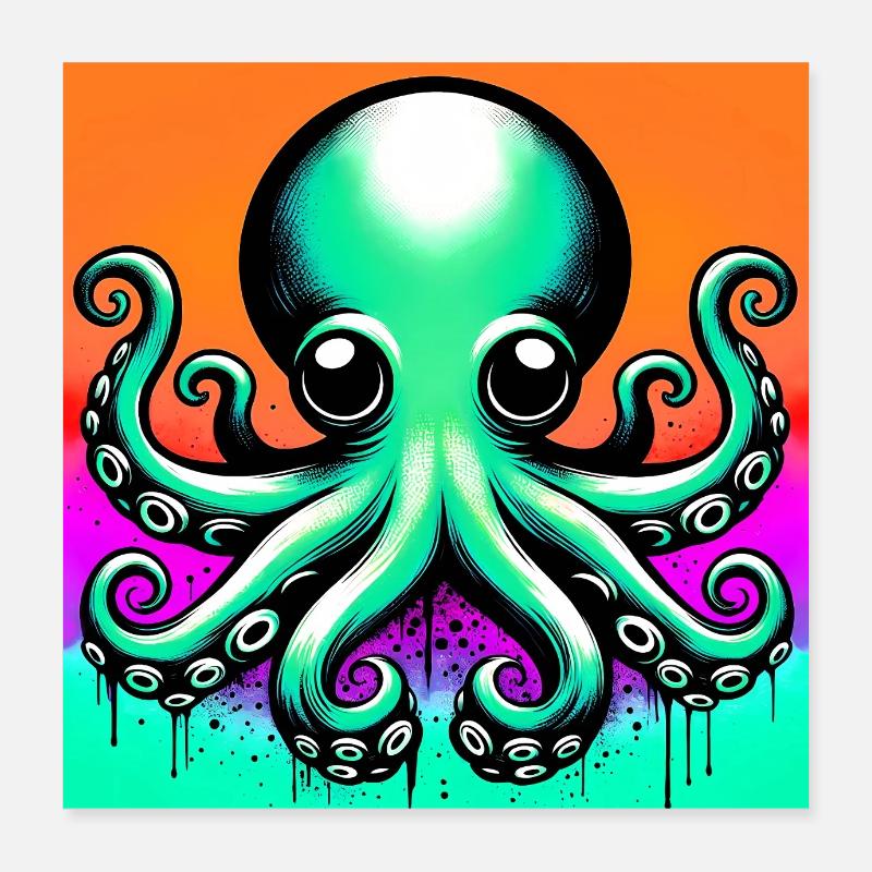 Octopus Poster 16" x 16" (40x40 cm)