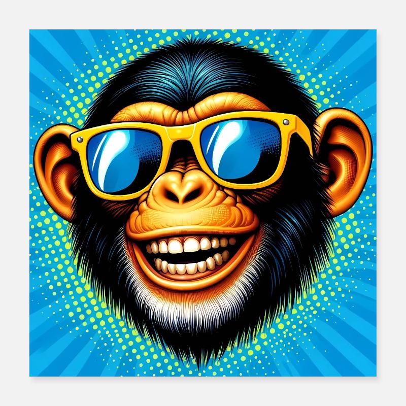 Schimpansen-Affe Poster 40x40 cm