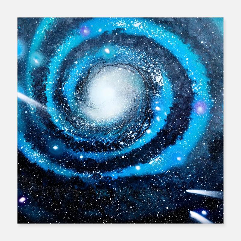 Blaue Galaxie Poster 40x40 cm