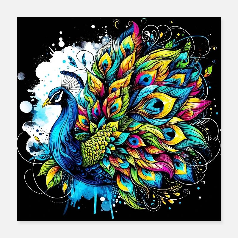 Pfau Poster 40x40 cm
