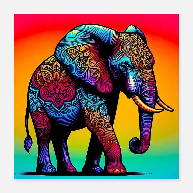 éléphant Poster 40 x 40 cm