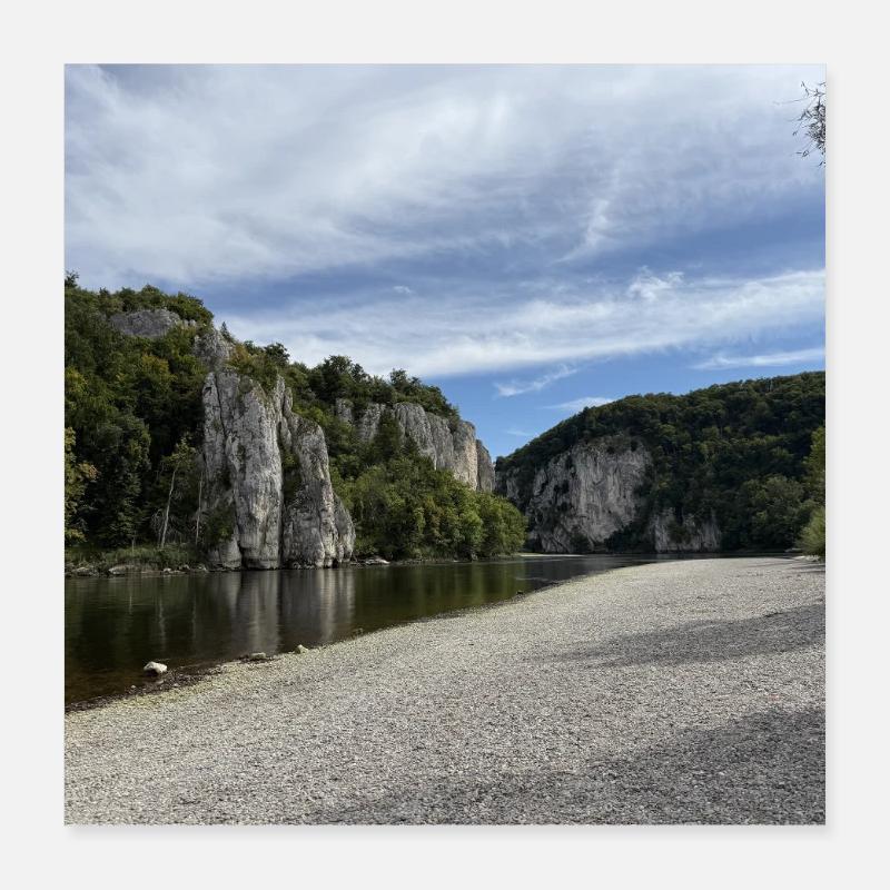 Kelheim River Cliffs Landscape Danube Gorge Poster 16" x 16" (40x40 cm)