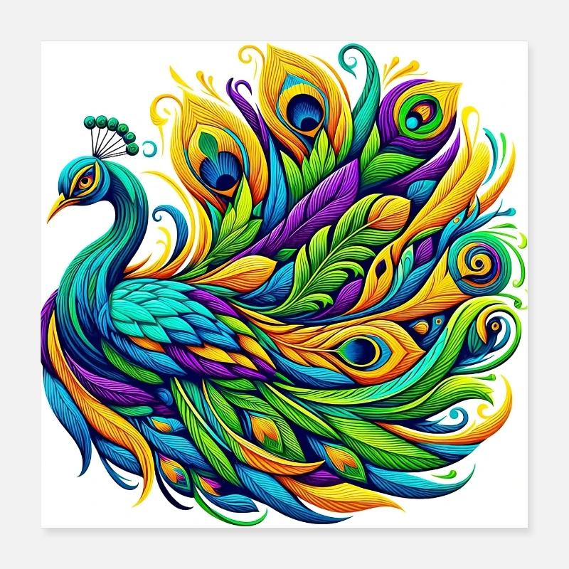 Peacock Poster 16" x 16" (40x40 cm)