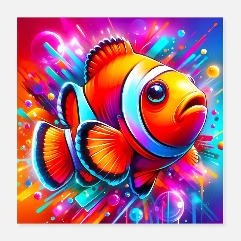 Poisson-clown Poster 40 x 40 cm