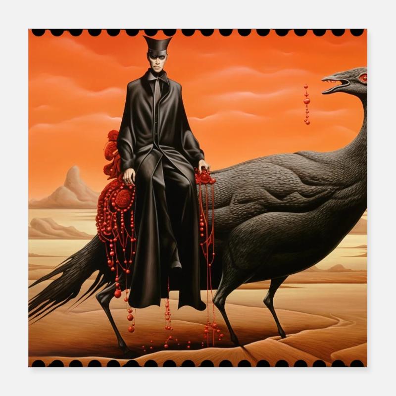 Mystical creature with dark mannequin surreal Poster 16" x 16" (40x40 cm)