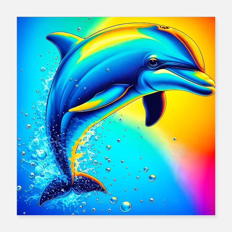 dolphin Poster 16" x 16" (40x40 cm)