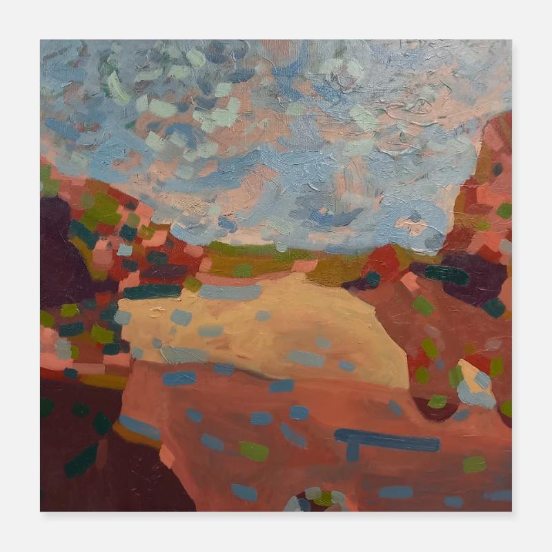Mosaikpastelllandschaft Poster 40x40 cm