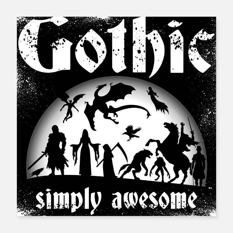 Gothic, spooky full moon creatures Poster 16" x 16" (40x40 cm)