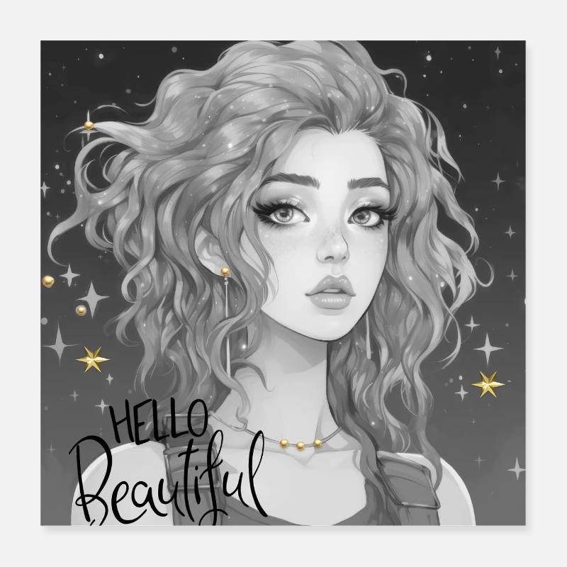 Hello Beautiful Poster 40x40 cm