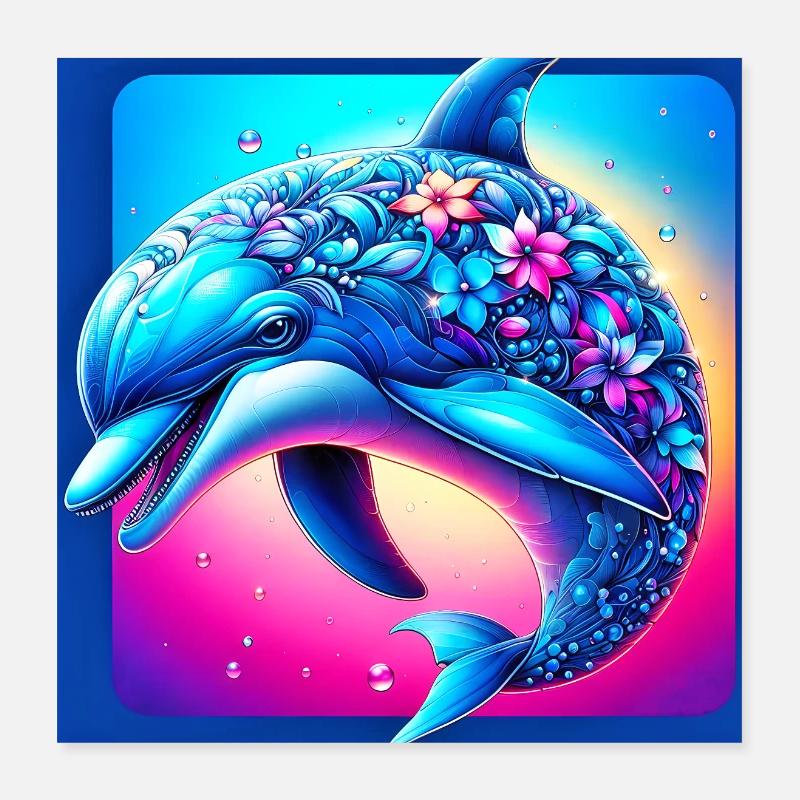 dolphin Poster 16" x 16" (40x40 cm)
