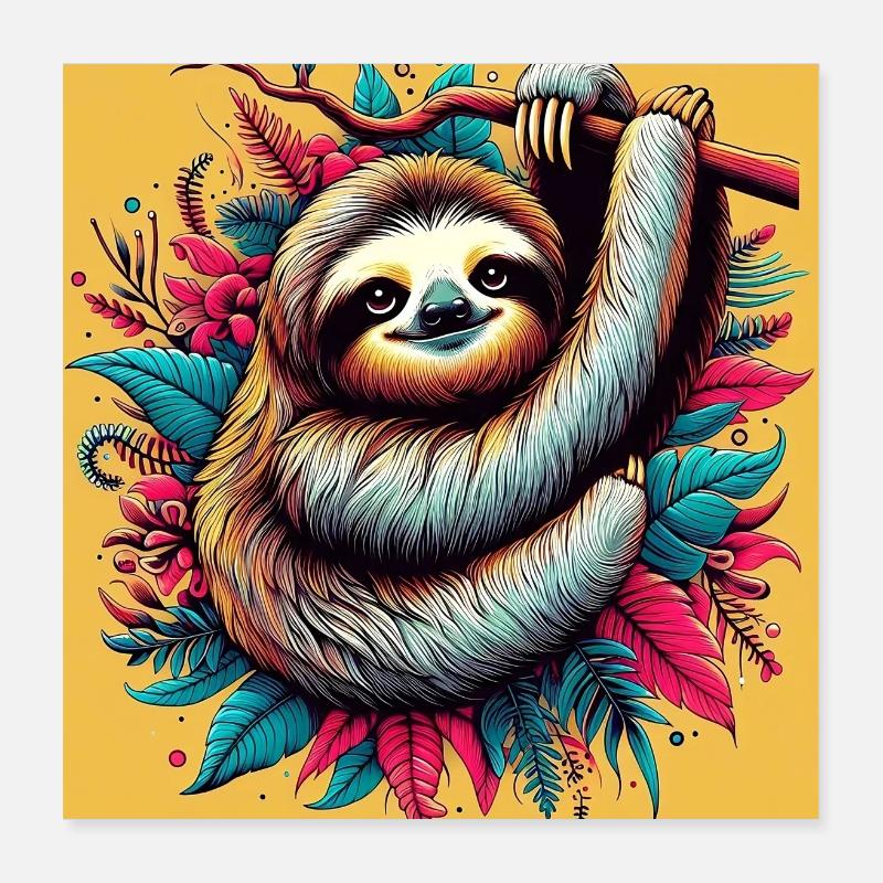 Sloth Poster 16" x 16" (40x40 cm)