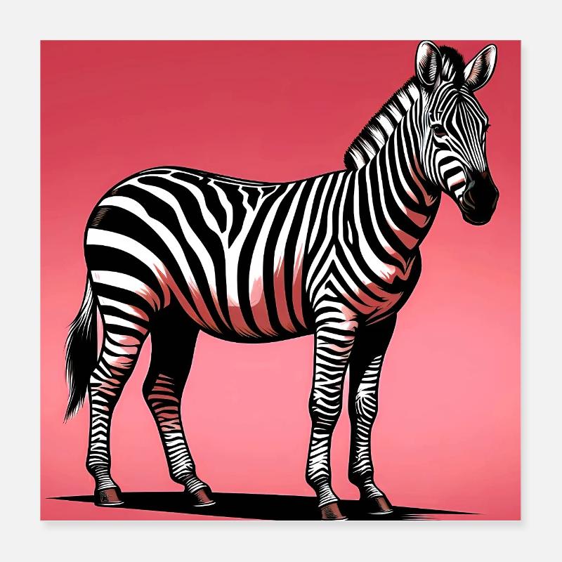 Zebra - Poster 40x40 cm - Weiß
