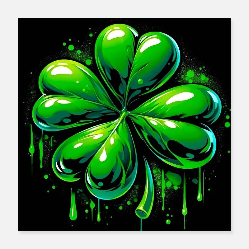 Vierblättriges Kleeblatt Poster 40x40 cm