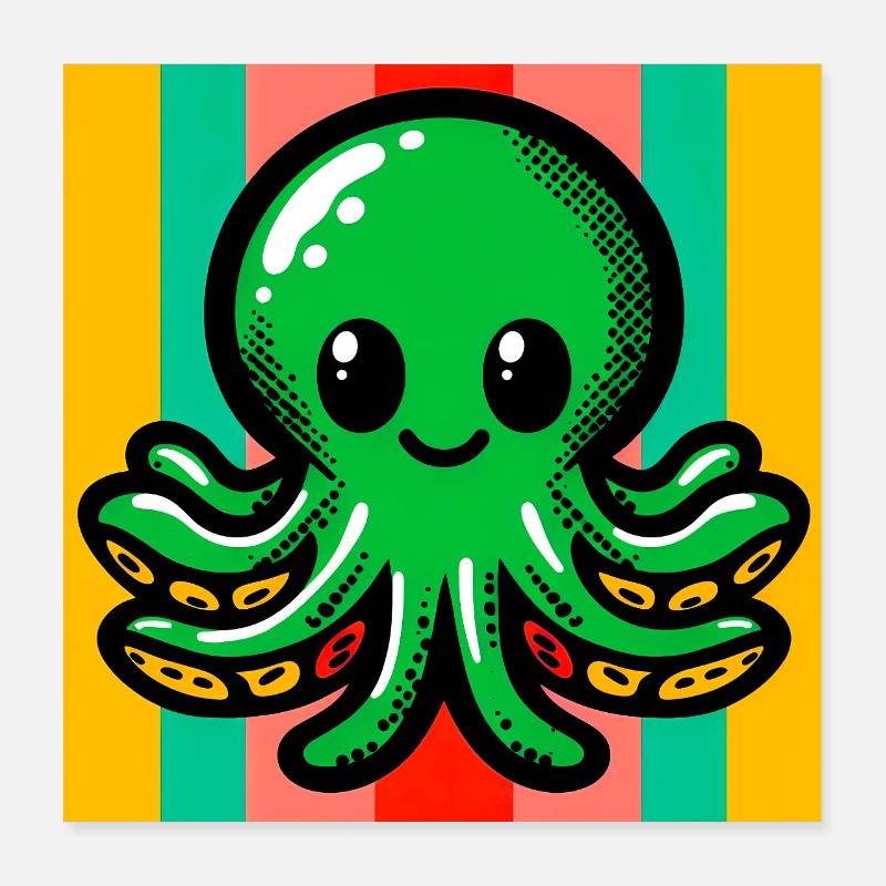 Krake Poster 40x40 cm