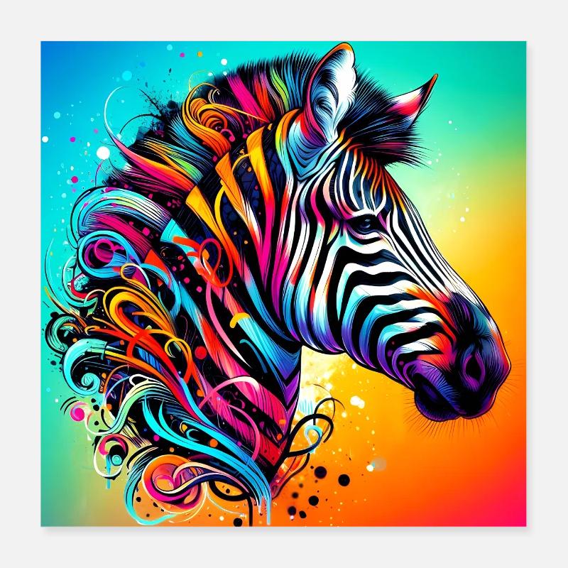 zebra Poster 16" x 16" (40x40 cm)