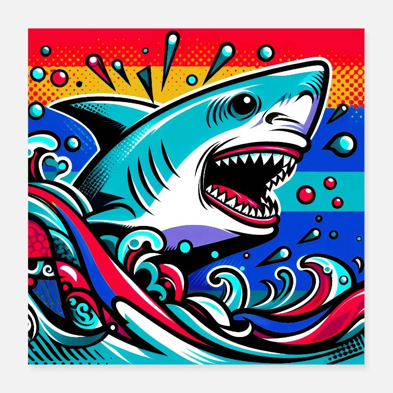 Shark Poster 16" x 16" (40x40 cm)
