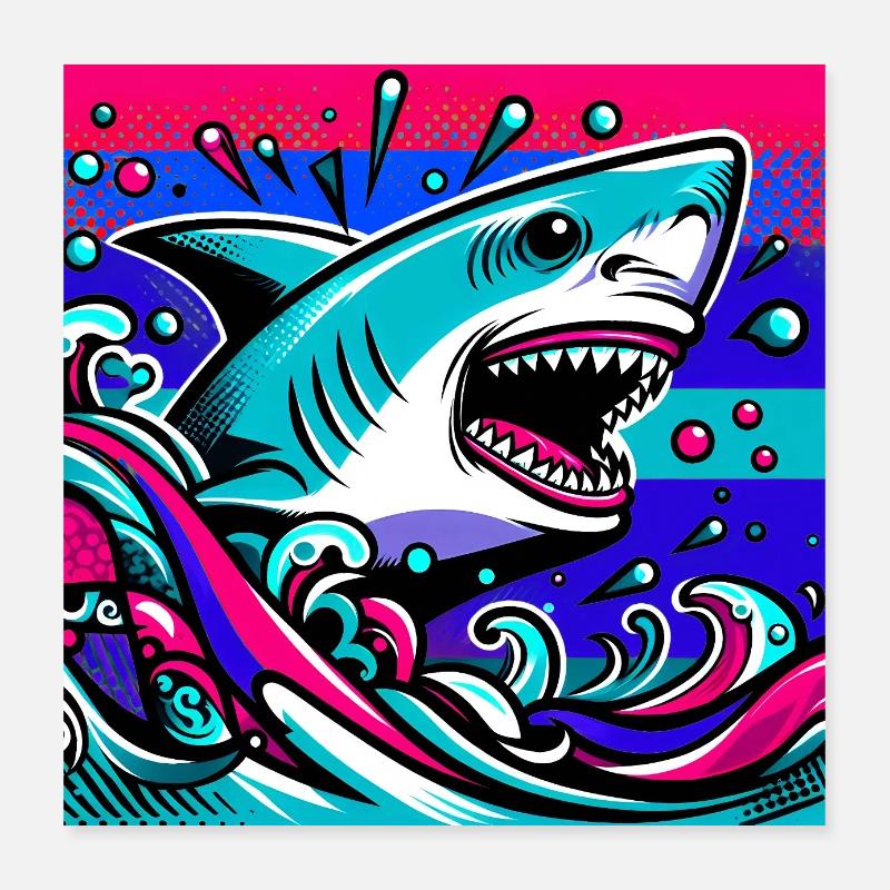 Shark Poster 16" x 16" (40x40 cm)