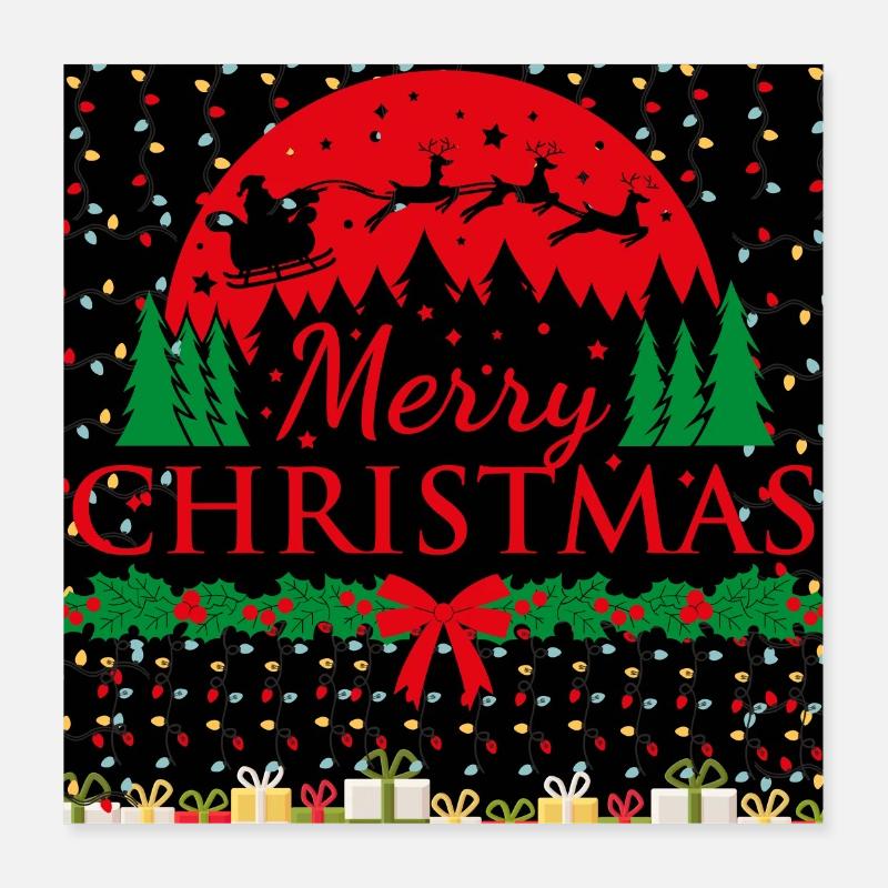 Conception de silhouette de Noël avec le Père Noël Poster 40 x 40 cm