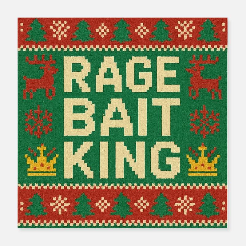 Roi de la rage Style pull moche, mème drôle Poster 40 x 40 cm