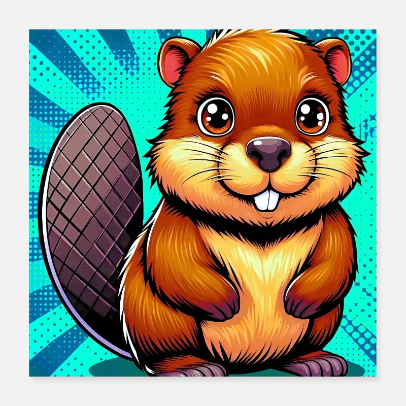 beaver Poster 16" x 16" (40x40 cm)